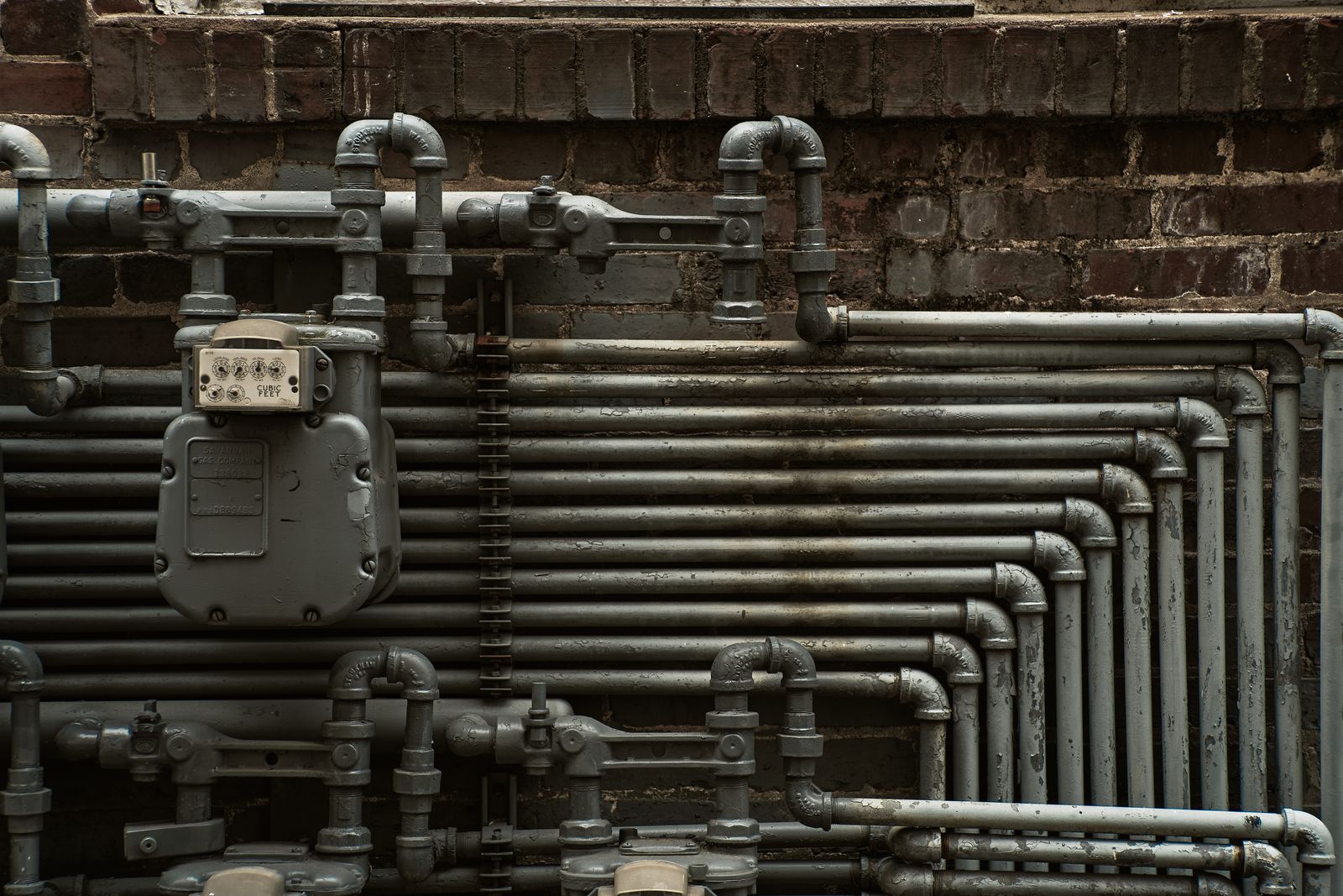 Close-up of industrial steel pipes